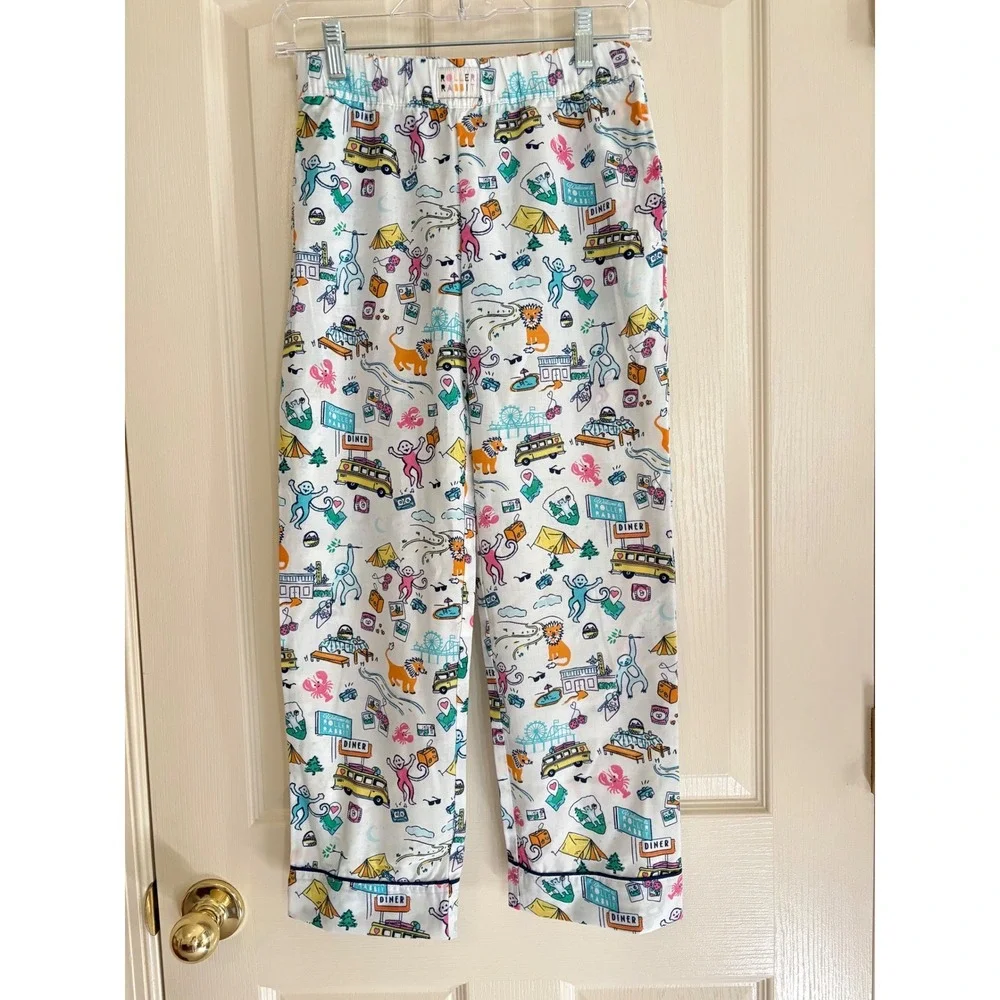 Roller Rabbit for Target Boys Road Trip Pajama Pants White Multi Large 10/12 NWT